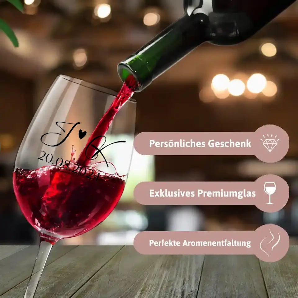 Weinglas mit Initiale und Datum - Personalisierbares Weinglas