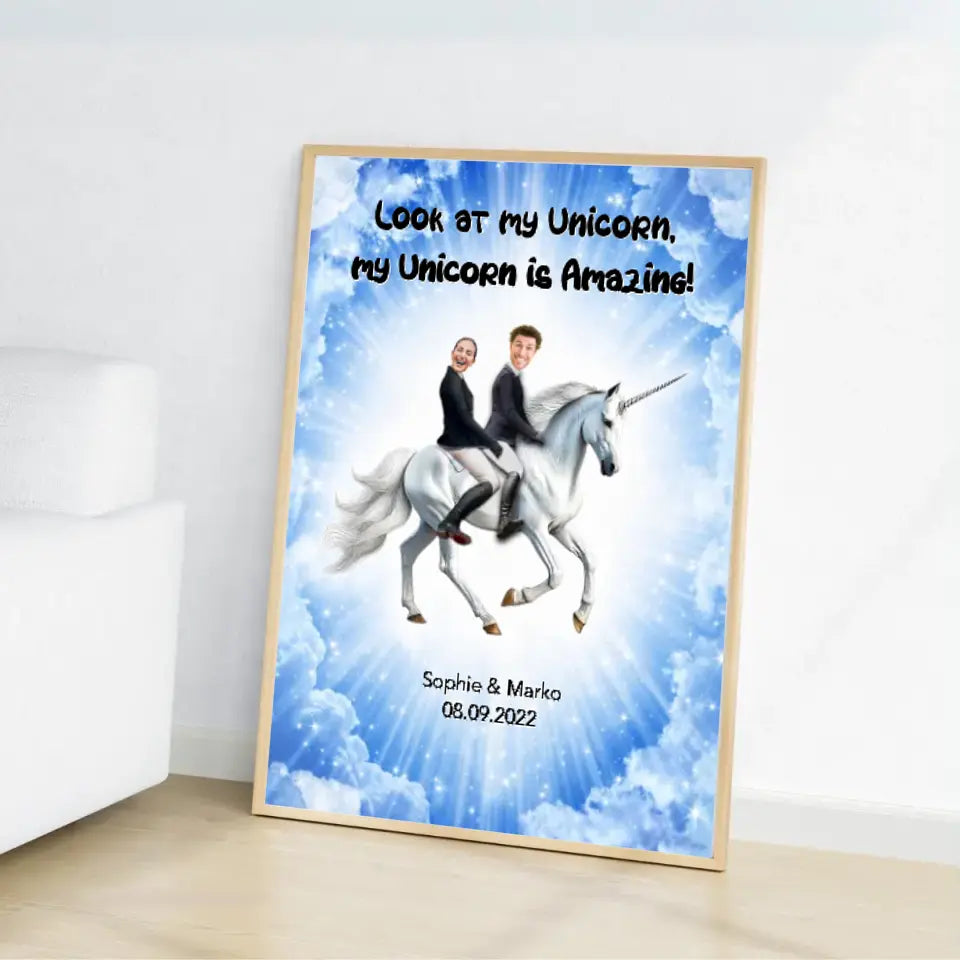 Einhorn Hochzeitsposter mit Bilder - Personalisierbares Poster