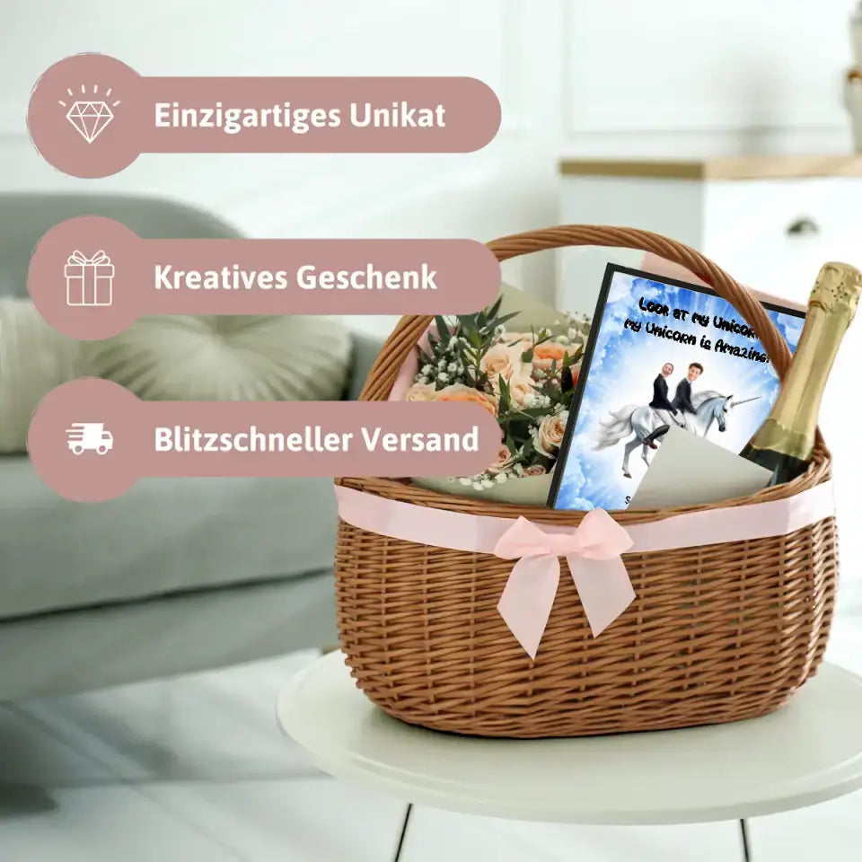 Einhorn Hochzeitsposter mit Bilder - Personalisierbares Poster