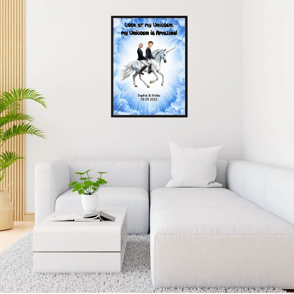 Einhorn Hochzeitsposter mit Bilder - Personalisierbares Poster