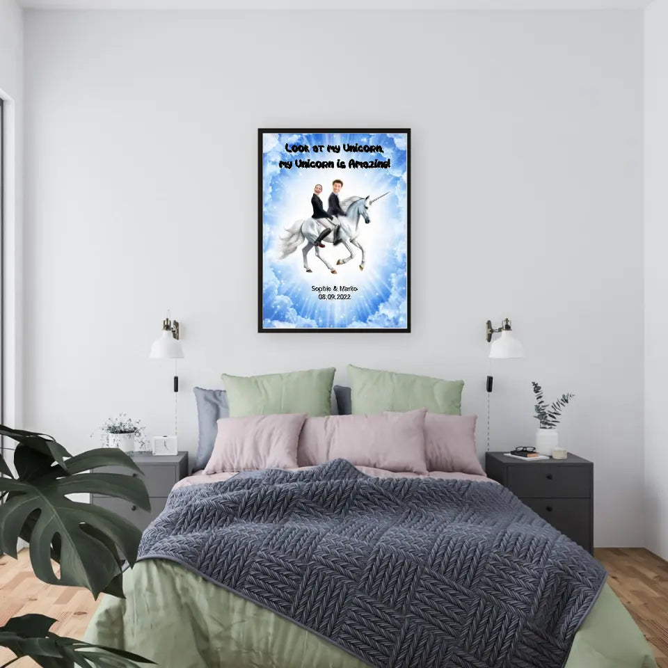 Einhorn Hochzeitsposter mit Bilder - Personalisierbares Poster