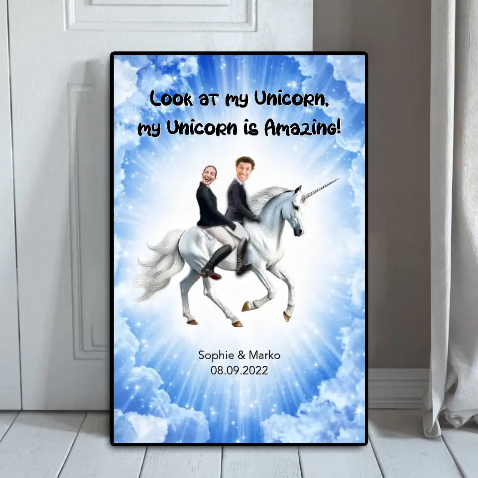 Einhorn Hochzeitsposter mit Bilder - Personalisierbares Poster