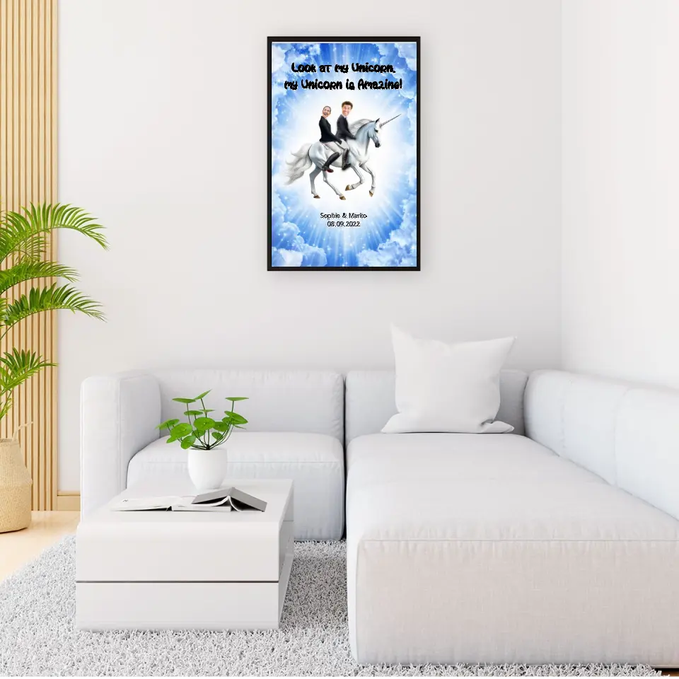 Einhorn Hochzeitsposter mit Bilder - Personalisierbares Poster
