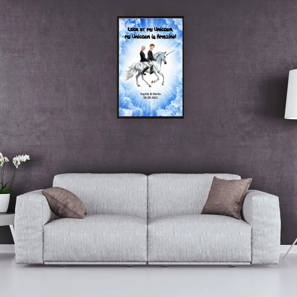 Einhorn Hochzeitsposter mit Bilder - Personalisierbares Poster