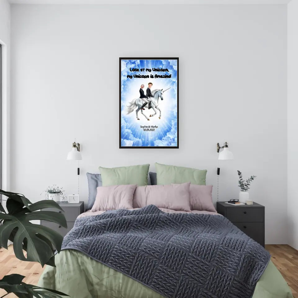 Einhorn Hochzeitsposter mit Bilder - Personalisierbares Poster