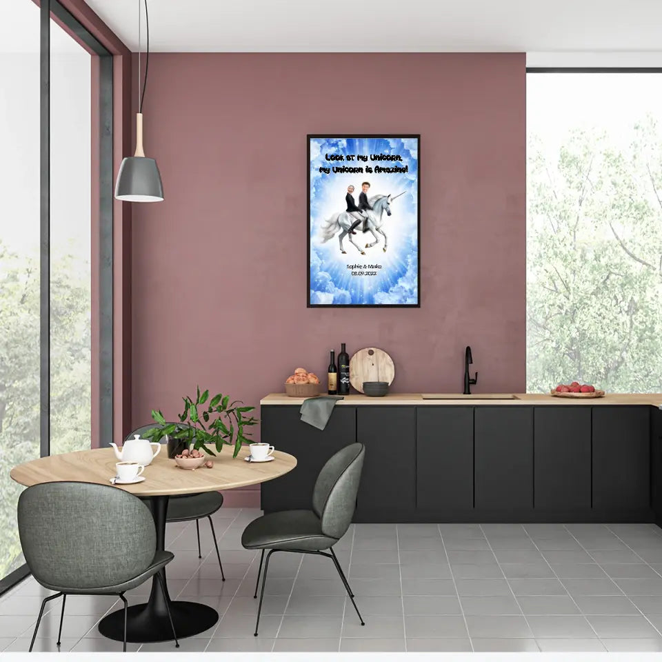 Einhorn Hochzeitsposter mit Bilder - Personalisierbares Poster