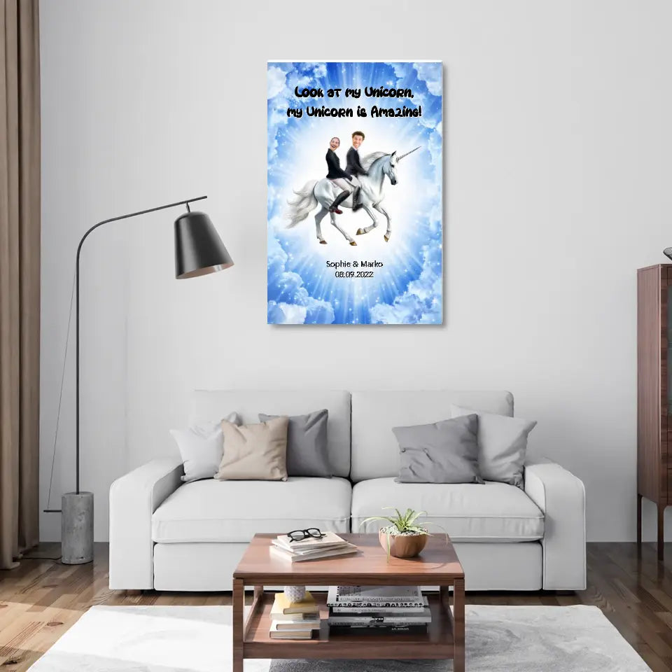 Einhorn Hochzeitsposter mit Bilder - Personalisierbares Poster