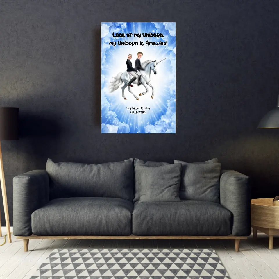 Einhorn Hochzeitsposter mit Bilder - Personalisierbares Poster