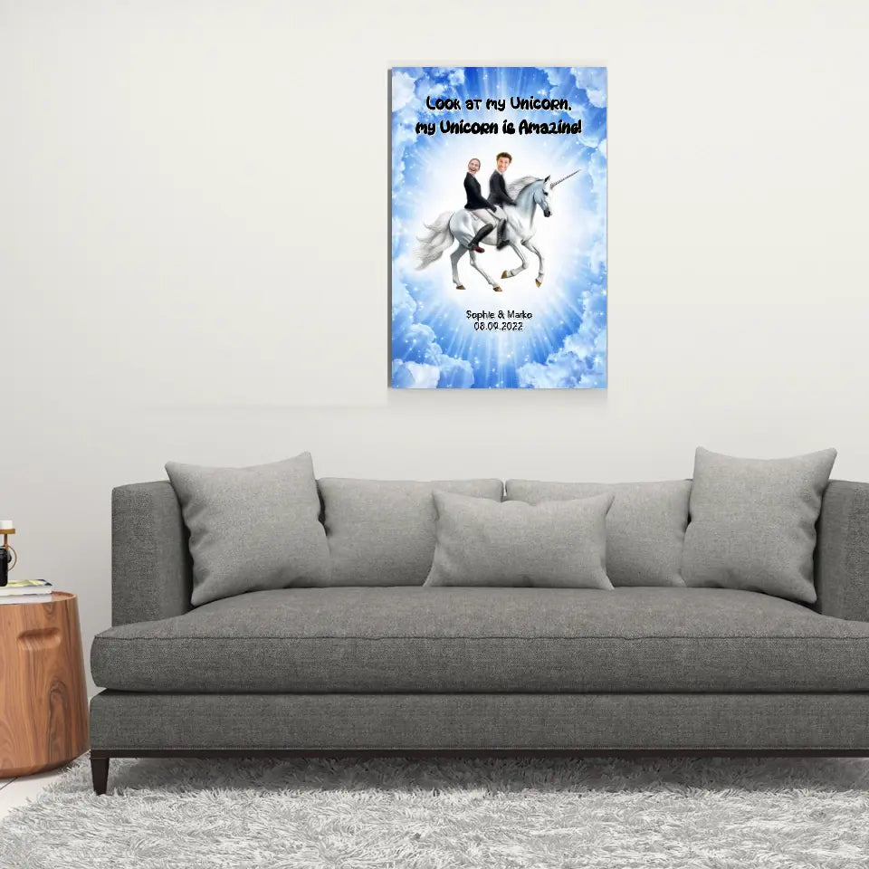 Einhorn Hochzeitsposter mit Bilder - Personalisierbares Poster