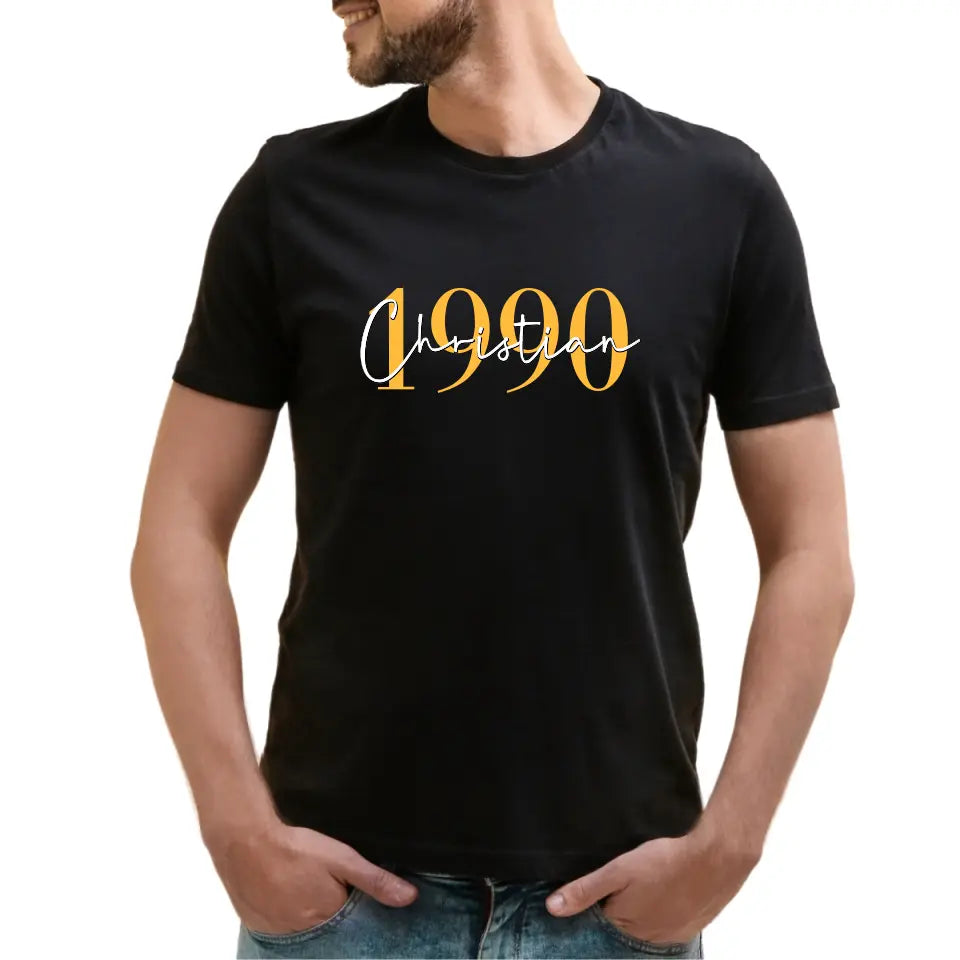 Geburtsjahr mit Namen - Personalisierbares T-Shirt