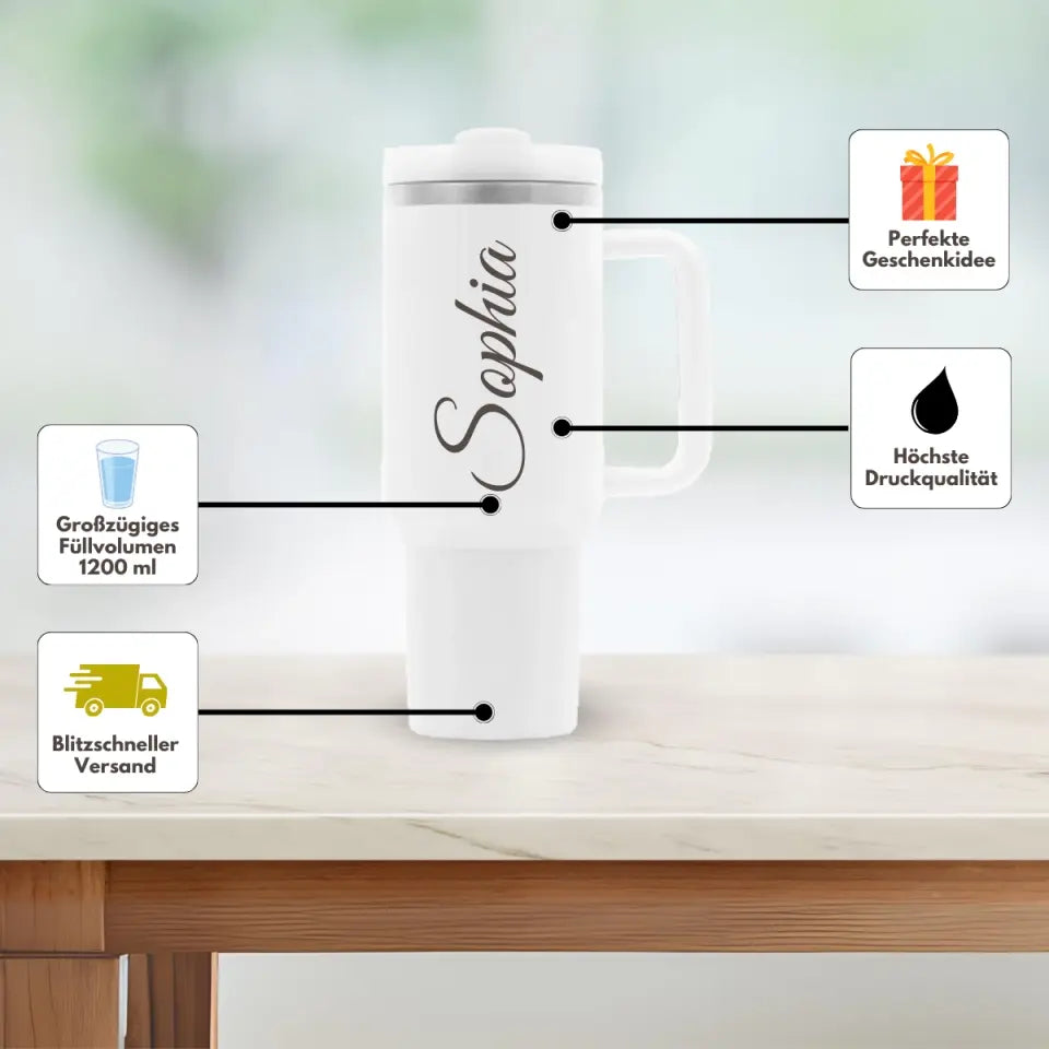 Thermobecher mit Name - Personalisierte Thermoflasche