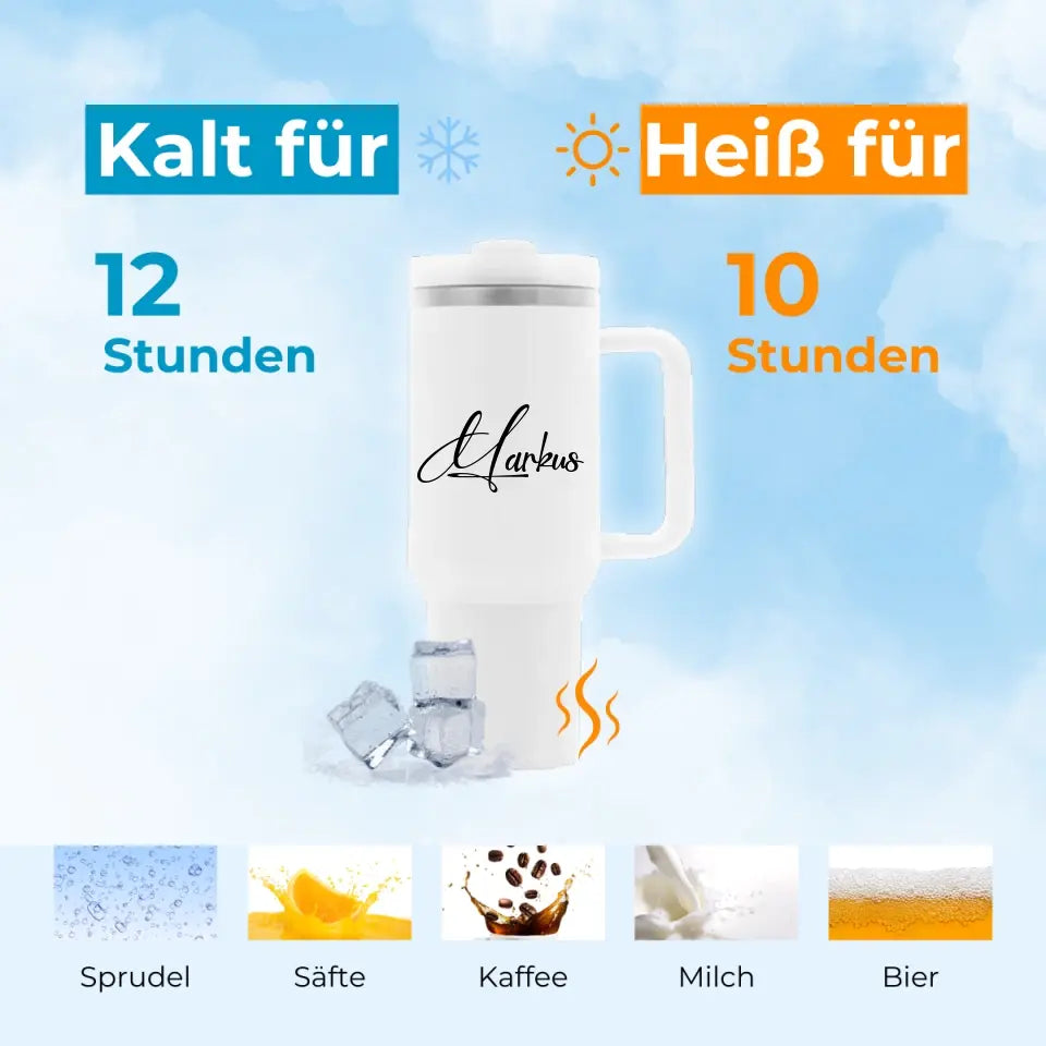 Thermobecher mit Name - Personalisierte Thermoflasche