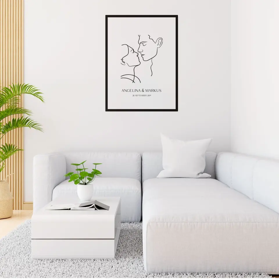 Line Art Pärchen - Personalisierbares Poster