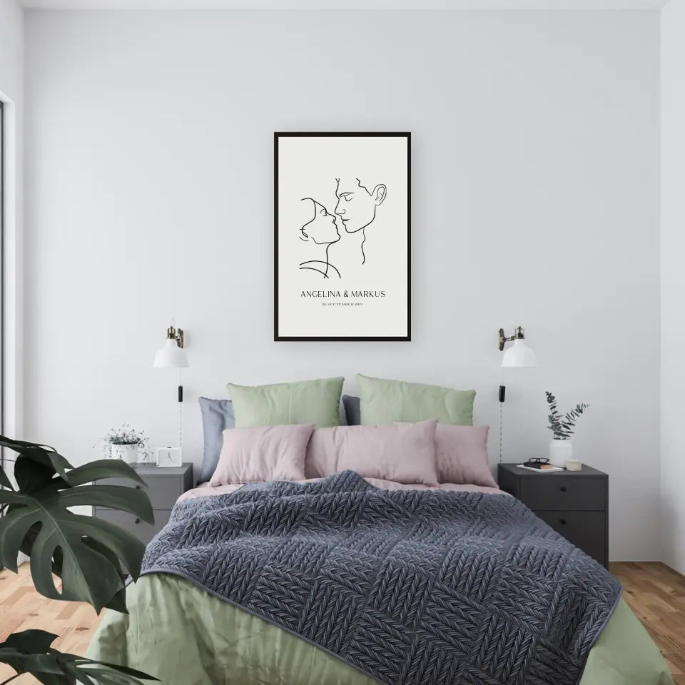 Line Art Pärchen - Personalisierbares Poster