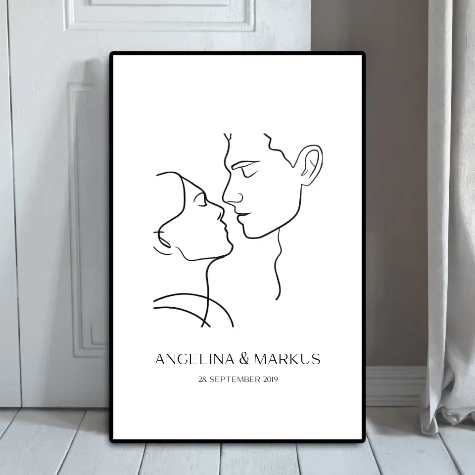 Line Art Pärchen - Personalisierbares Poster