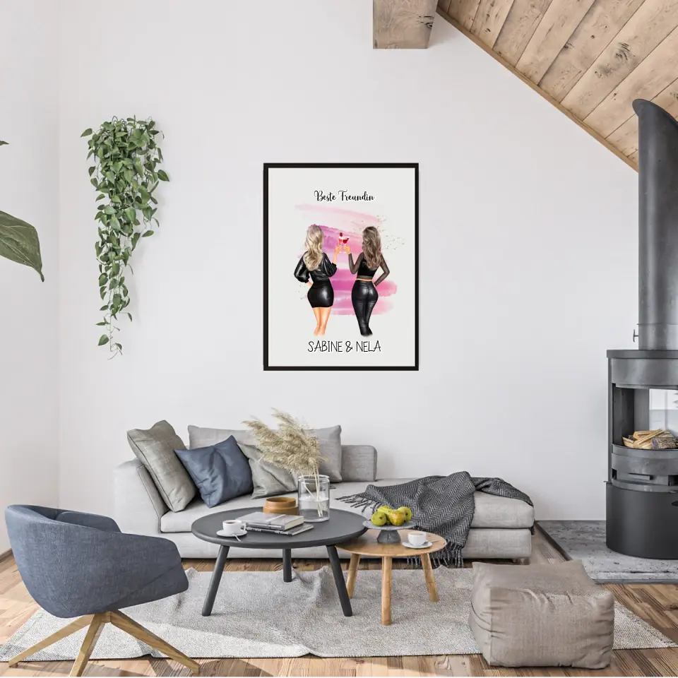 Beste Freundin mit Namen - Personalisierbares Poster