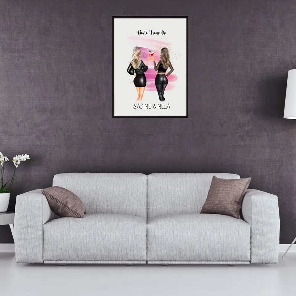 Beste Freundin mit Namen - Personalisierbares Poster