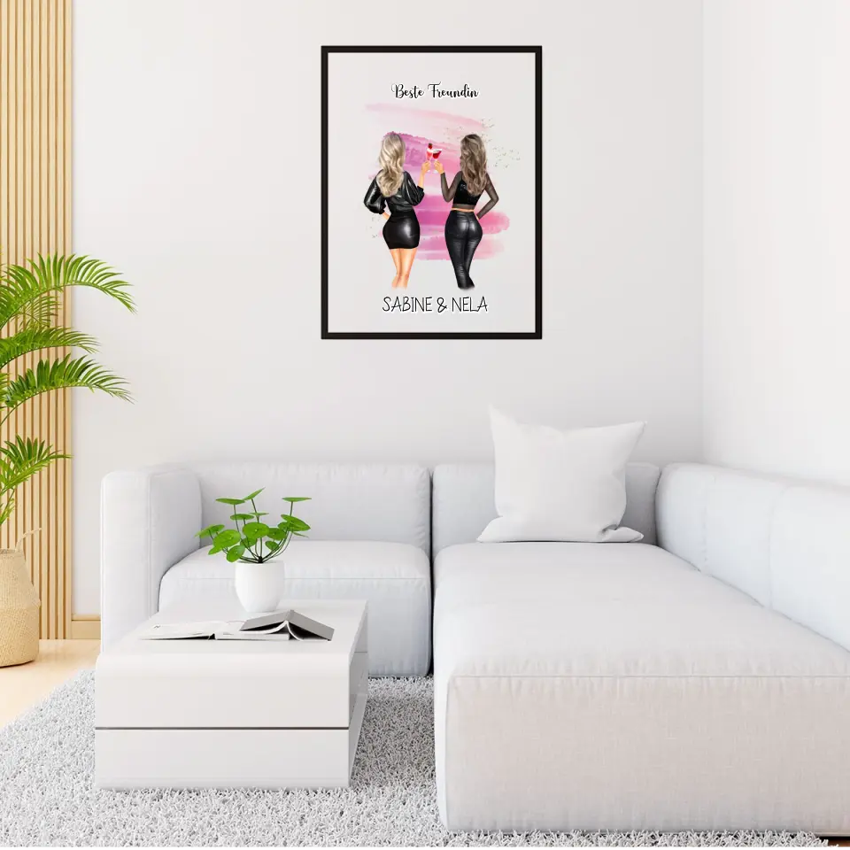 Beste Freundin mit Namen - Personalisierbares Poster