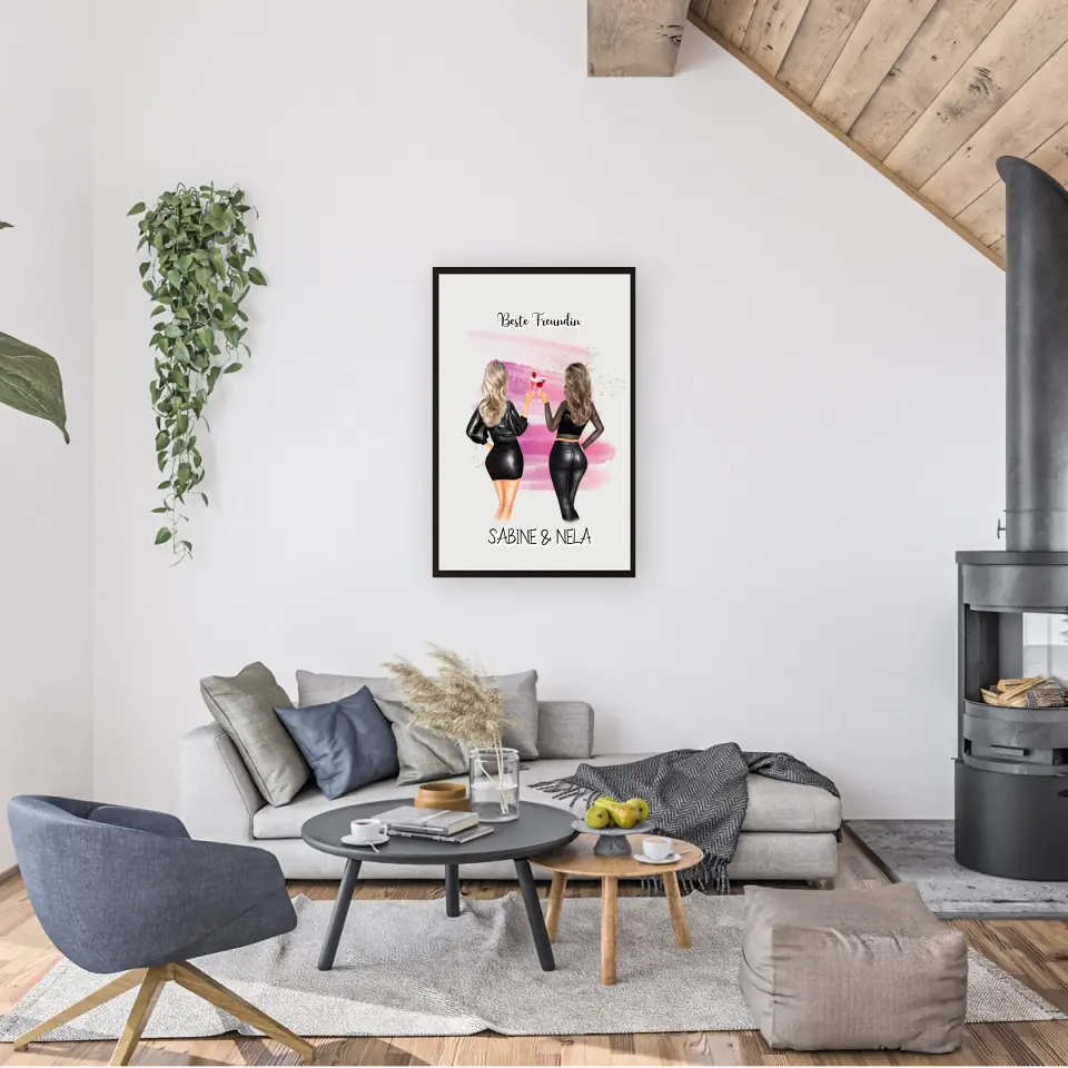 Beste Freundin mit Namen - Personalisierbares Poster