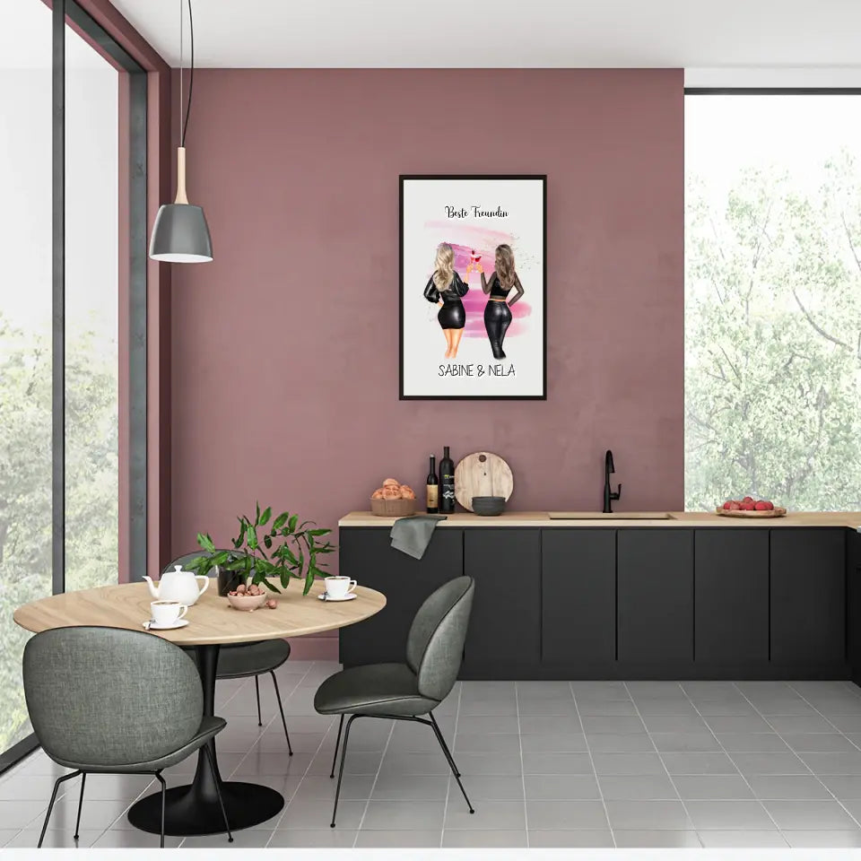 Beste Freundin mit Namen - Personalisierbares Poster