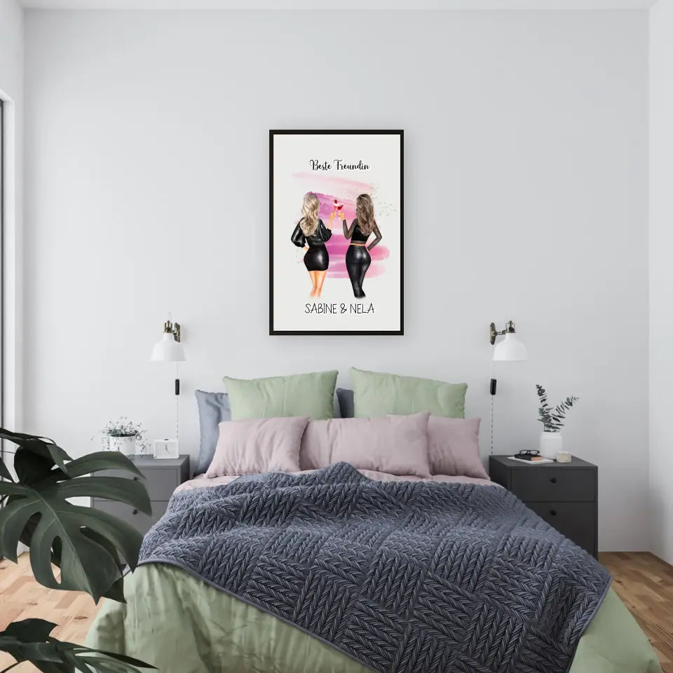 Beste Freundin mit Namen - Personalisierbares Poster