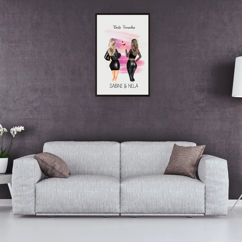 Beste Freundin mit Namen - Personalisierbares Poster