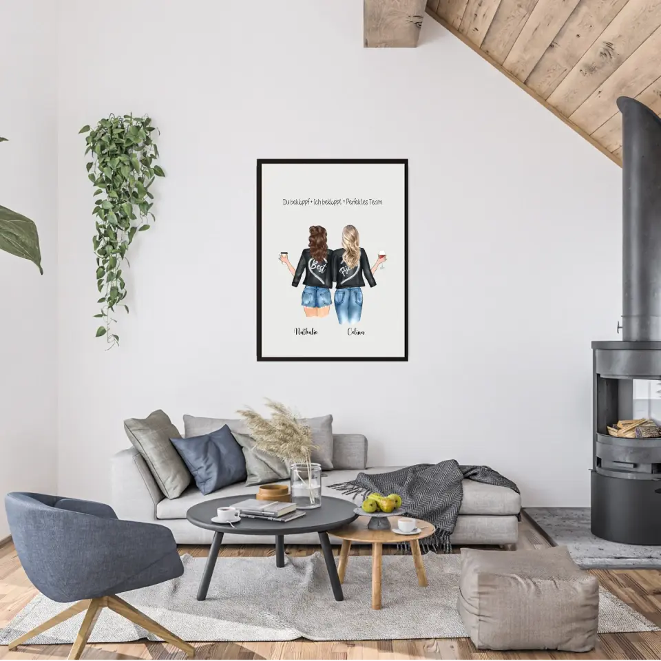 Beste Freundinnen Poster - Personalisierbares Poster