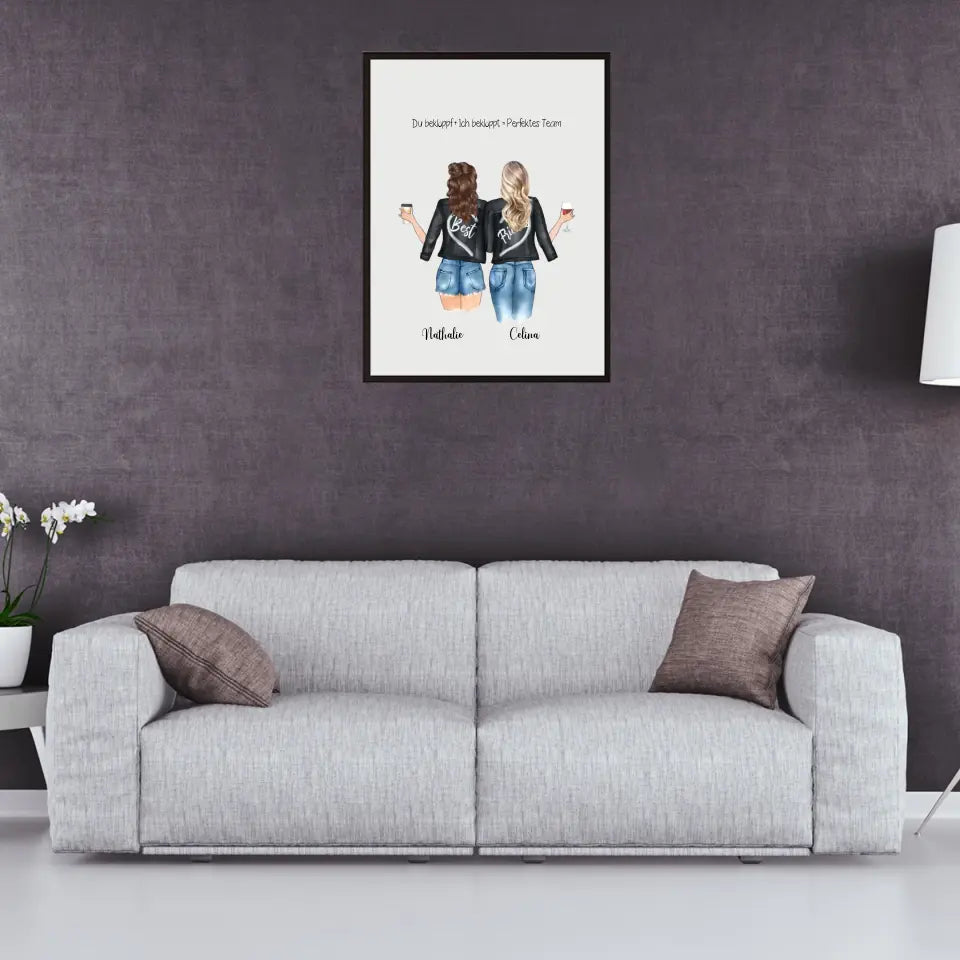 Beste Freundinnen Poster - Personalisierbares Poster