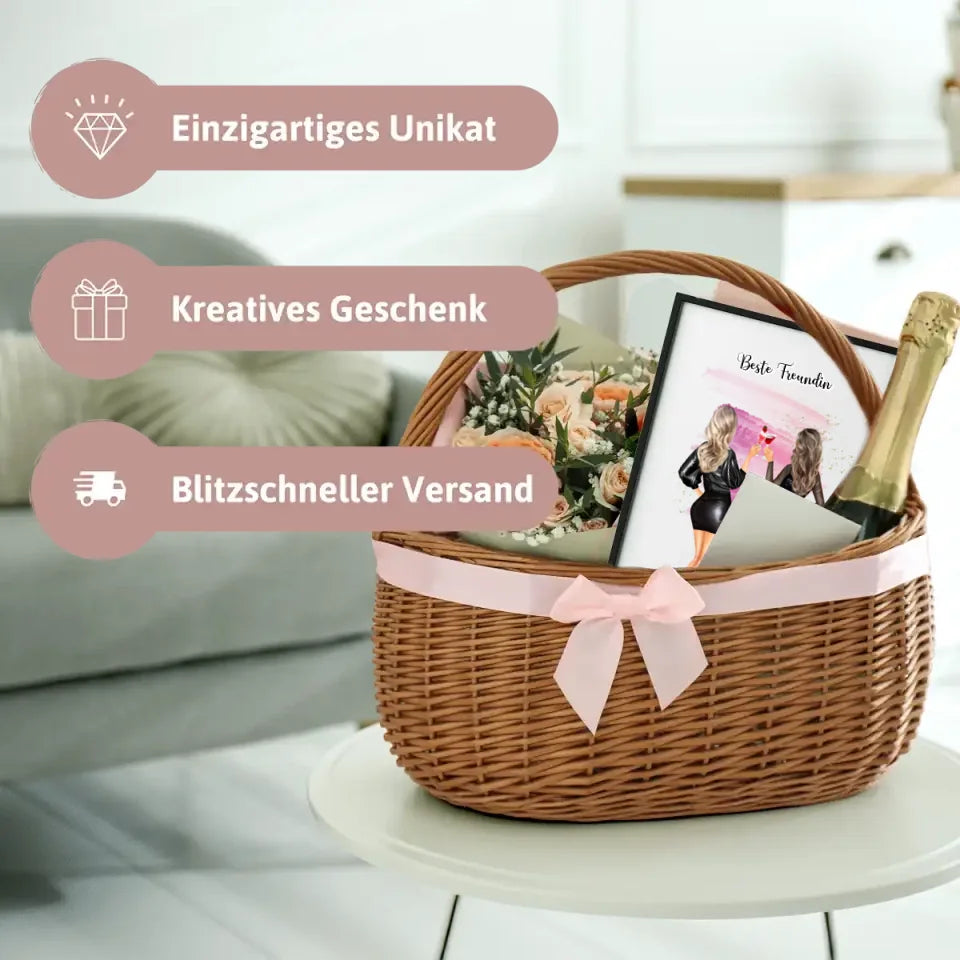Beste Freundin mit Namen - Personalisierbares Poster