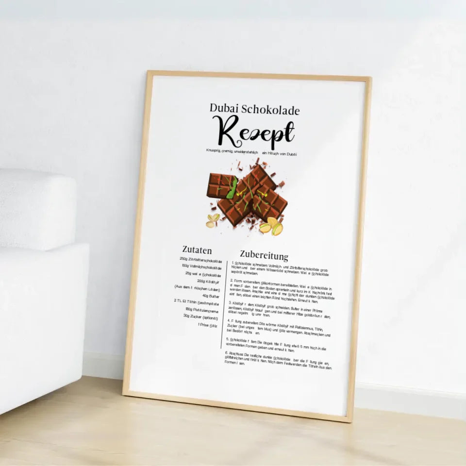 Dubai Schokolade Rezept - Personalisierbares Poster