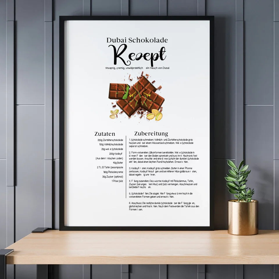 Dubai Schokolade Rezept - Personalisierbares Poster