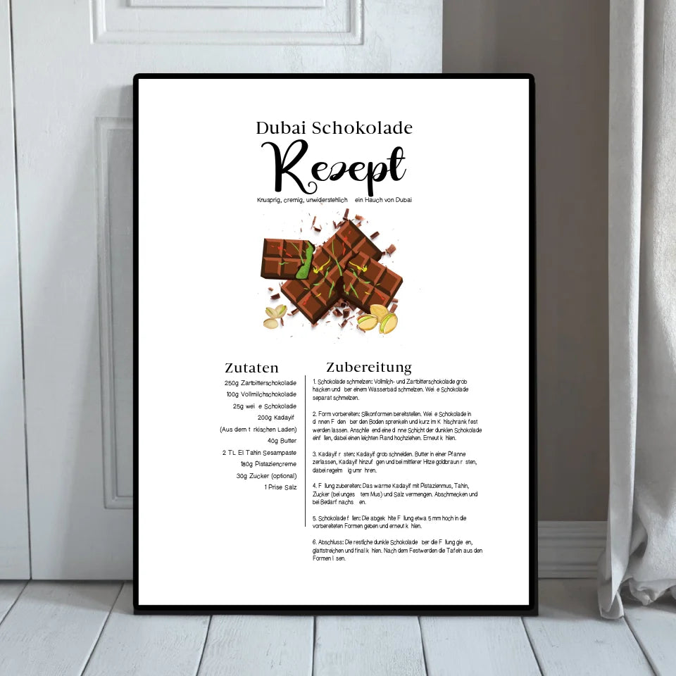 Dubai Schokolade Rezept - Personalisierbares Poster