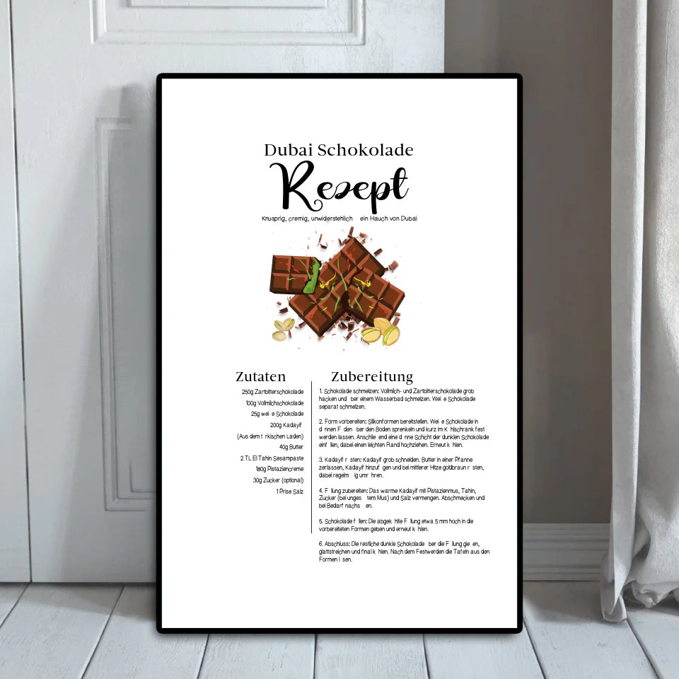 Dubai Schokolade Rezept - Personalisierbares Poster