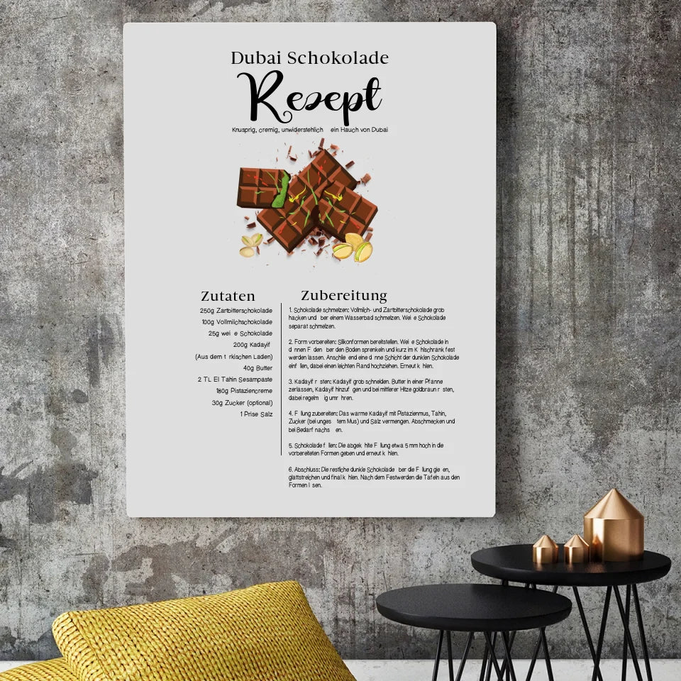 Dubai Schokolade Rezept - Personalisierbares Poster
