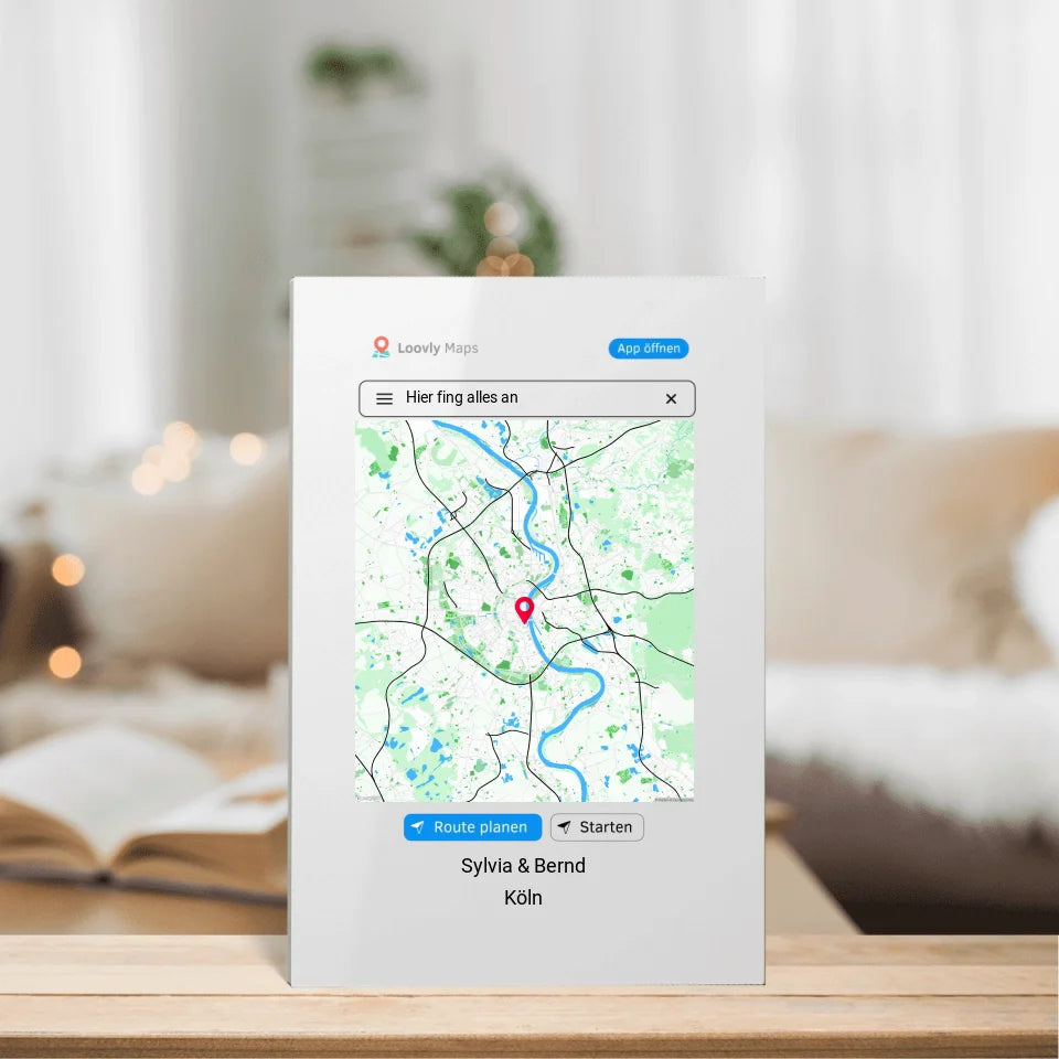 Navigation Stadtkarte Geschenk - Personalisierbares Acrylglas