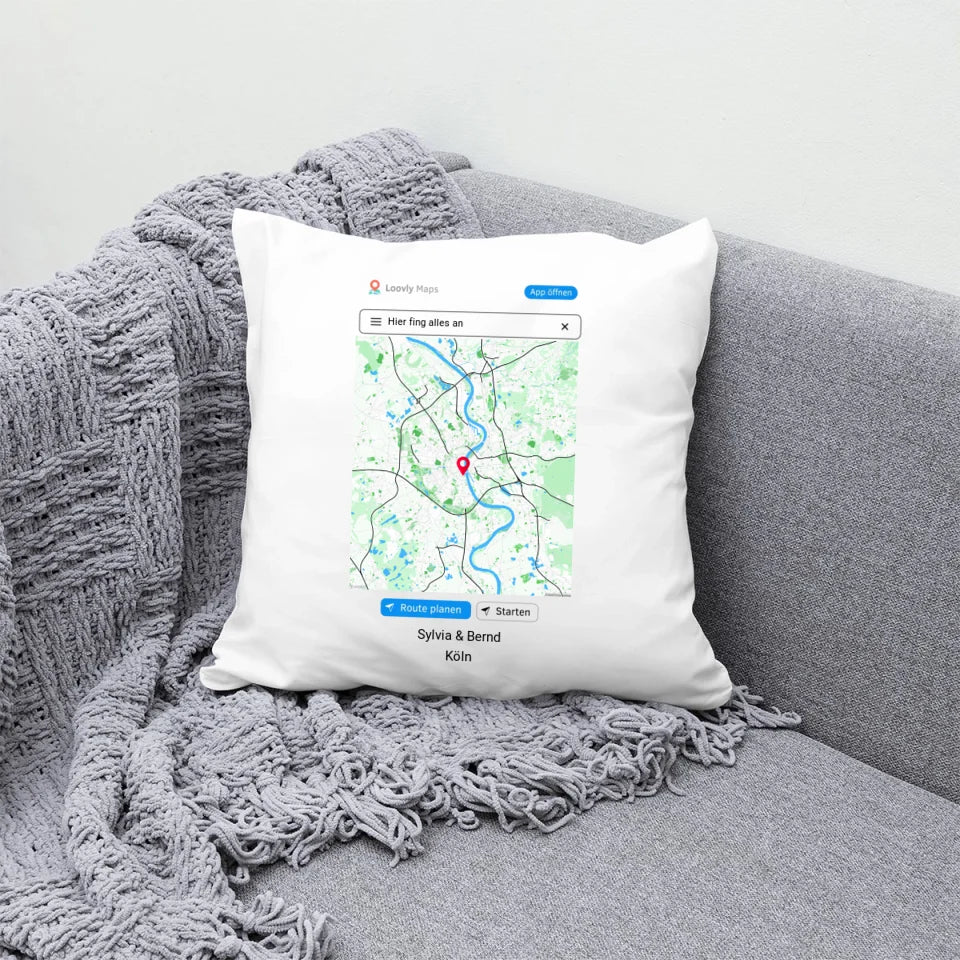 Navigation Stadtkarte Geschenk - Personalisierbares Kissen