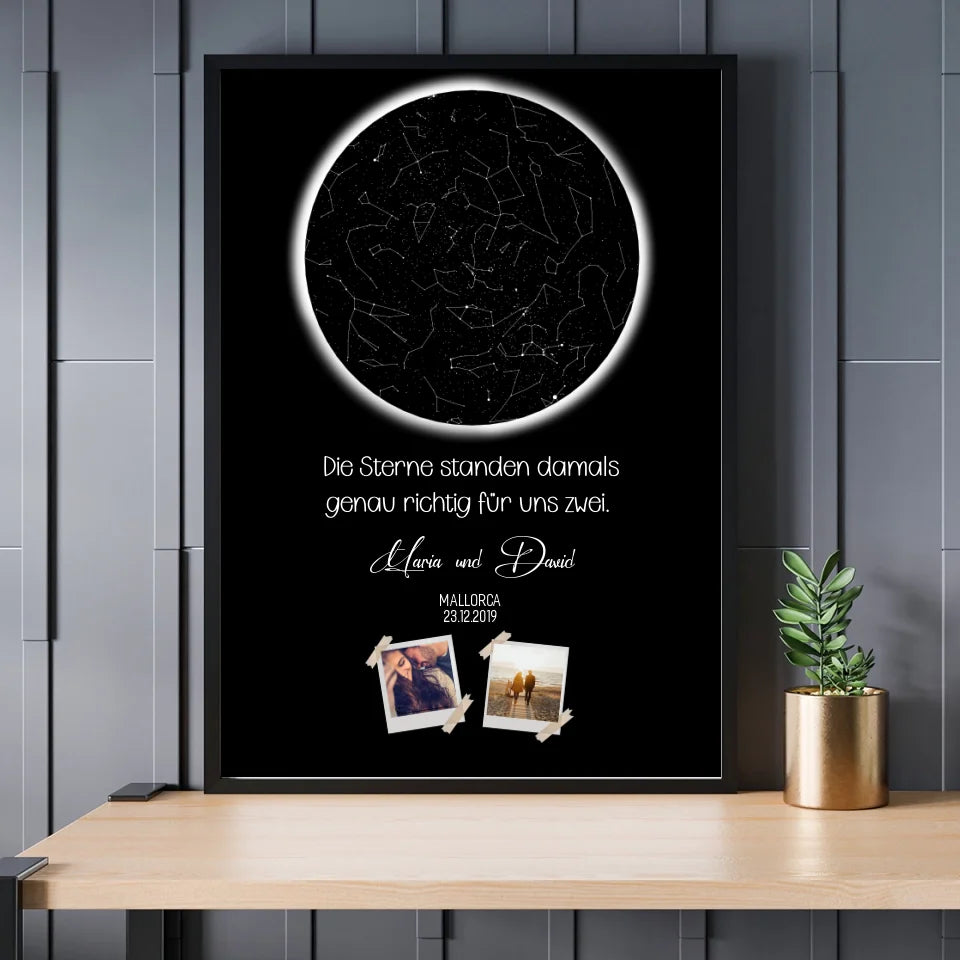 Sternkarte mit Namen,Datum und Bild- Personalisierbares Poster