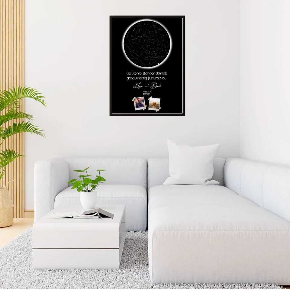 Sternkarte mit Namen,Datum und Bild- Personalisierbares Poster