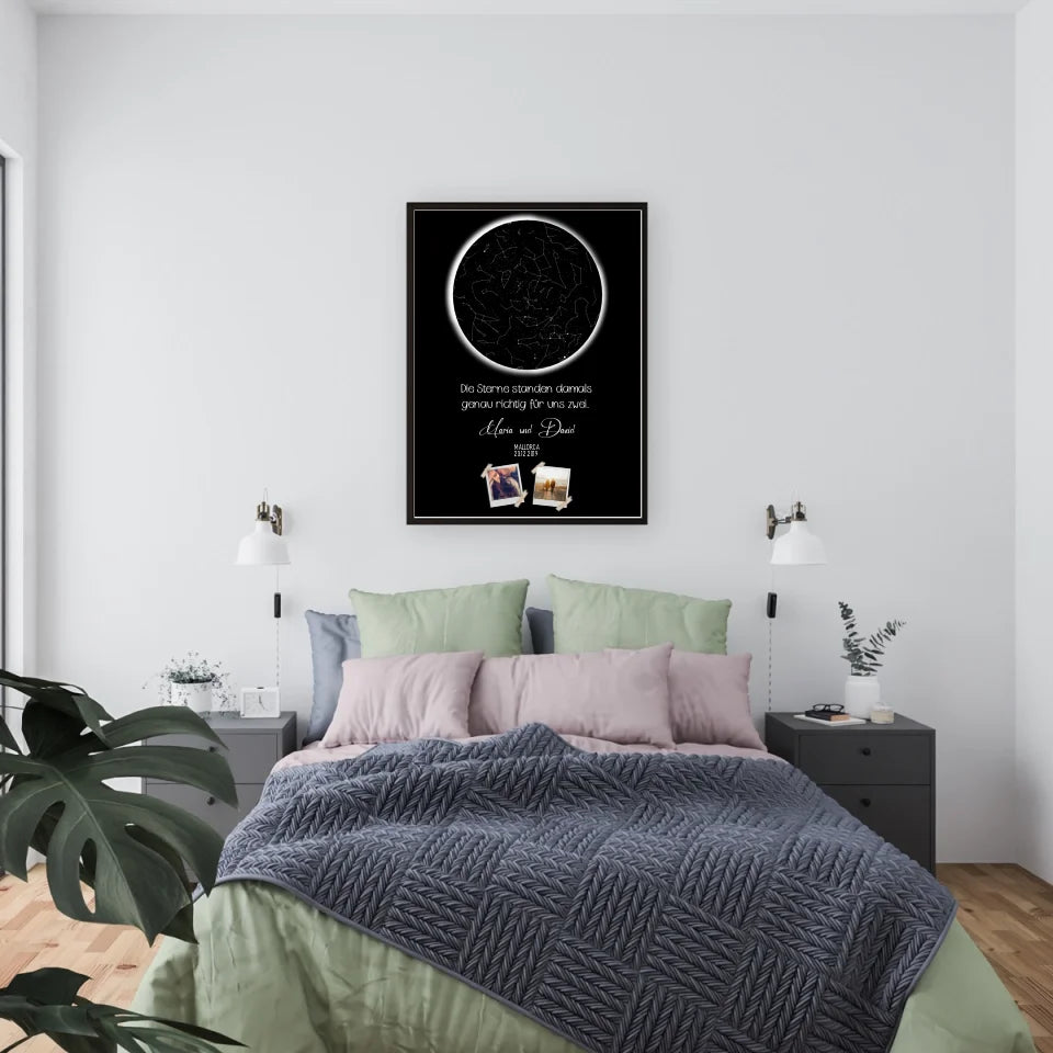 Sternkarte mit Namen,Datum und Bild- Personalisierbares Poster