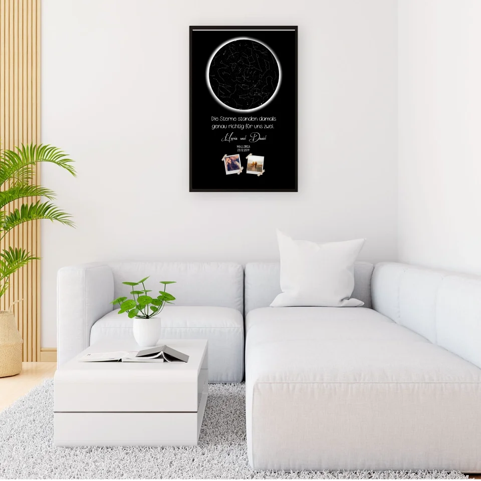 Sternkarte mit Namen,Datum und Bild- Personalisierbares Poster