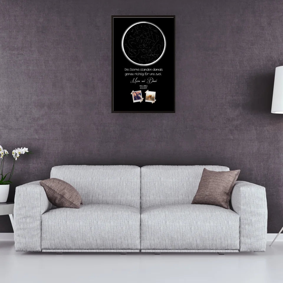 Sternkarte mit Namen,Datum und Bild- Personalisierbares Poster