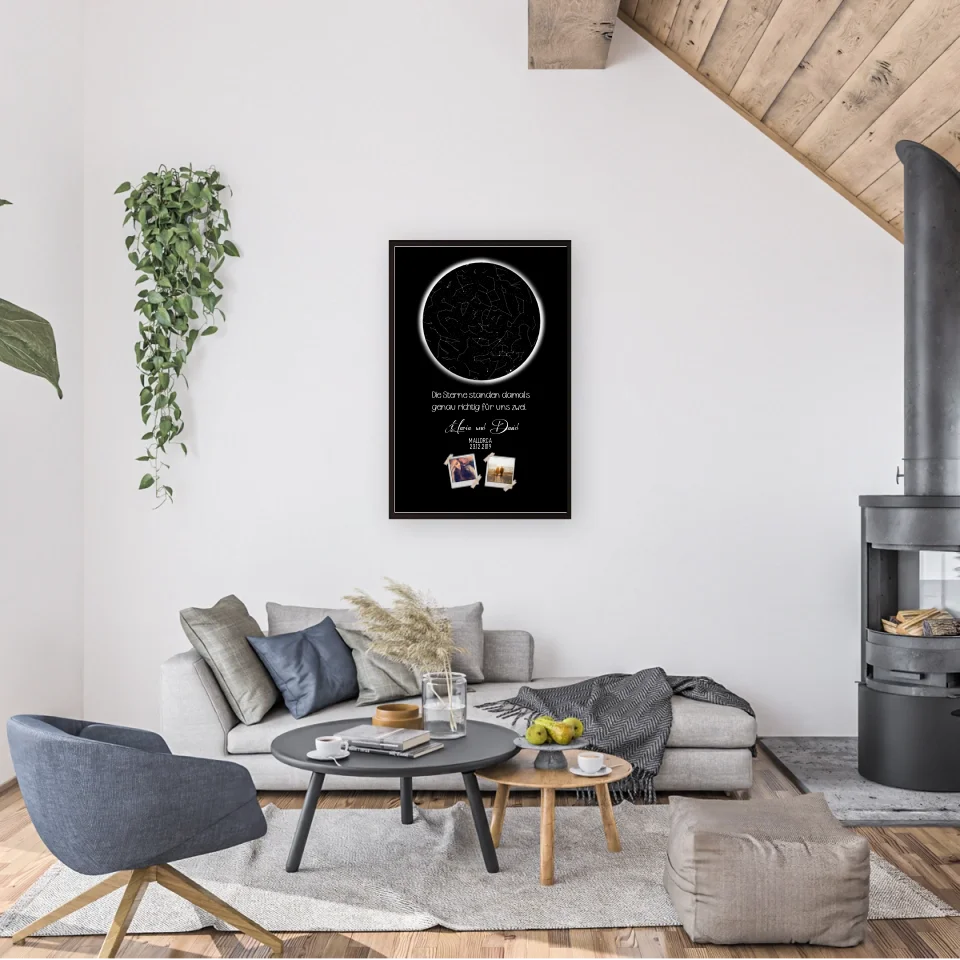 Sternkarte mit Namen,Datum und Bild- Personalisierbares Poster