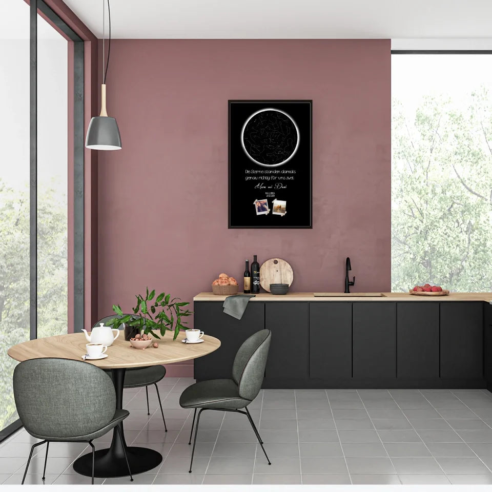 Sternkarte mit Namen,Datum und Bild- Personalisierbares Poster