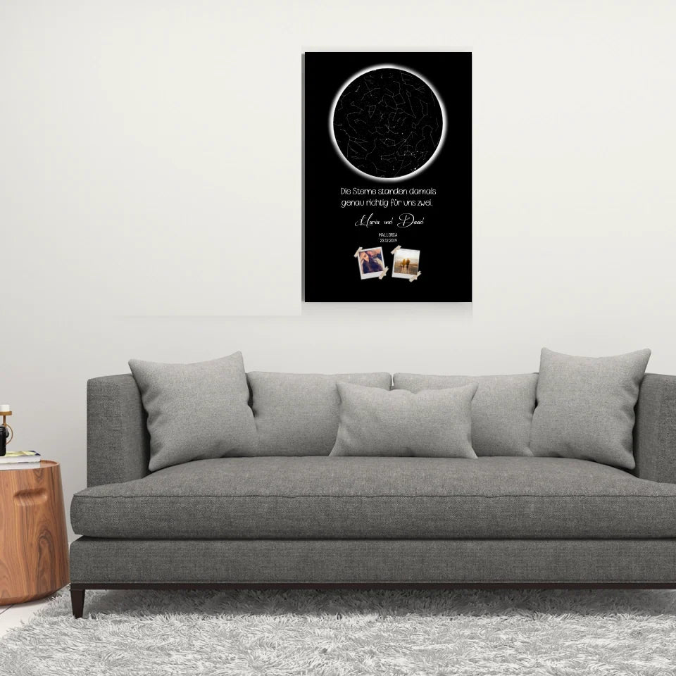 Sternkarte mit Namen,Datum und Bild- Personalisierbares Poster