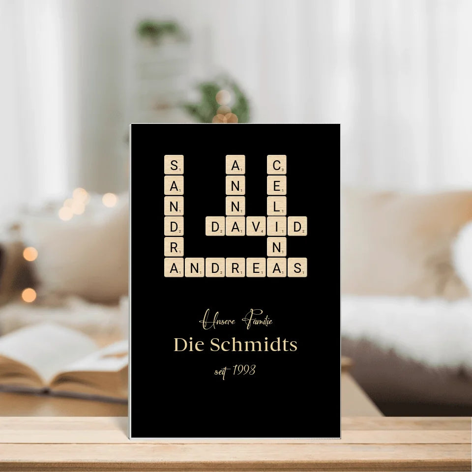 Scrabble Familienname - Personalisierbares Acrylglas
