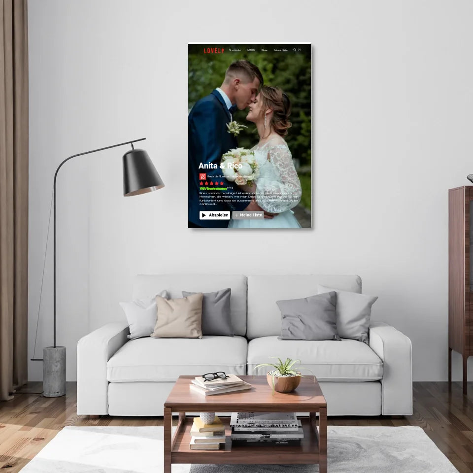 Leinwanddruck im Lovely Film Serien-Cover Stil, personalisiert mit Namen und Bild