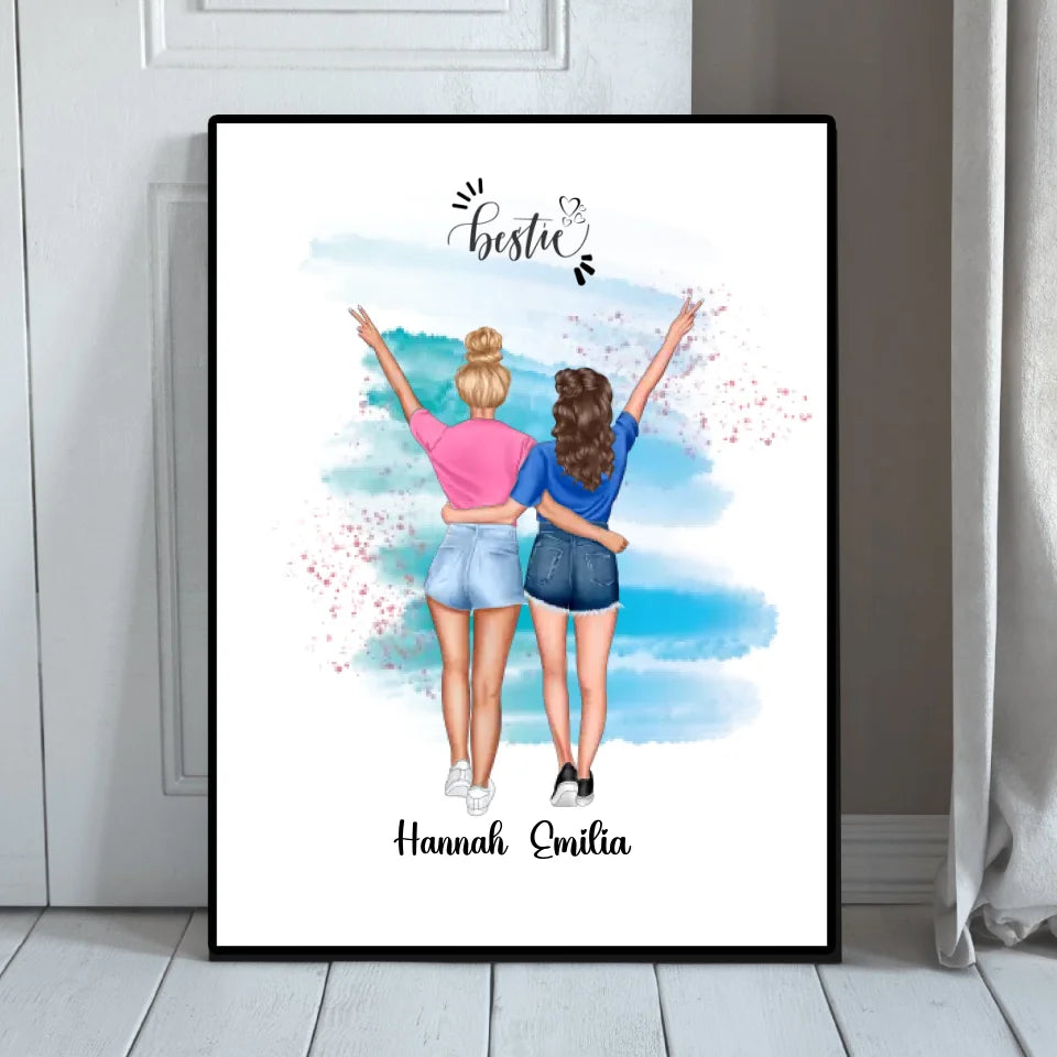 Rahmenbild mit Freundschaftsdesign, ideal für beste Freundinnen und Urlaubsstimmung