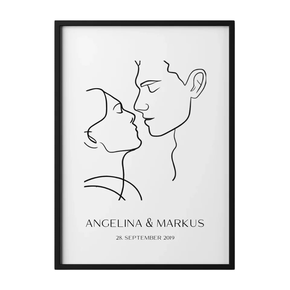 Personalisiertes Poster mit minimalistischem Line Art Design und individuellen Namen