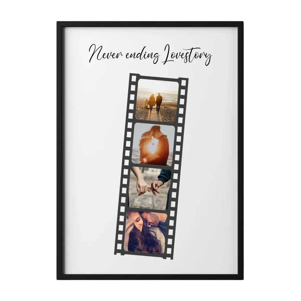 Personalisiertes Filmstreifen Poster mit Fotos und Text Never Ending Lovestory