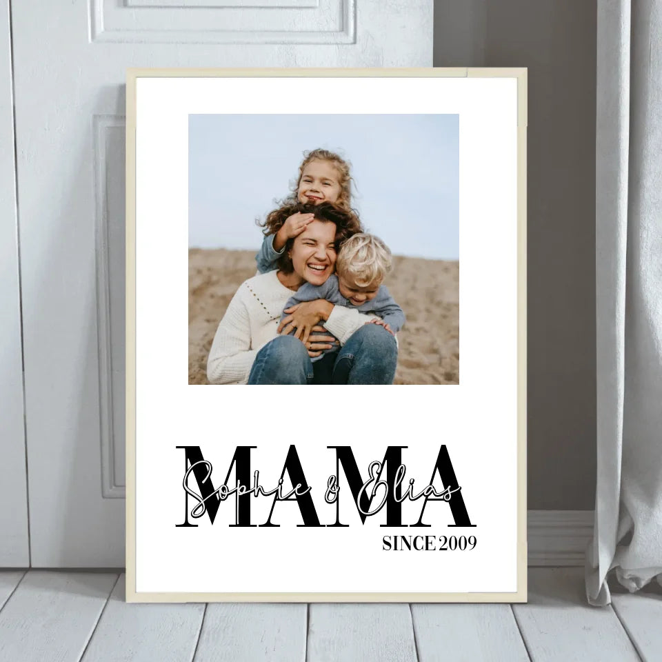 Rahmenbild für Eltern mit personalisiertem Foto und Text im stilvollen Design